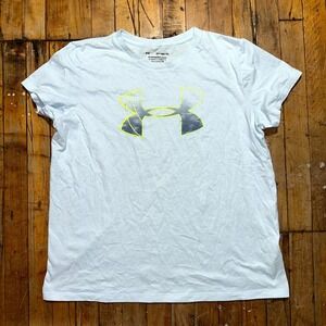 Under Armour T-Shirt Mens XL White Graphic Logo Short Sleeve Crew Neck Pullover